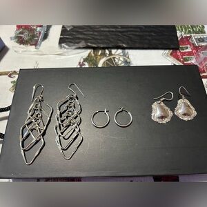 Elegant Silver Earring Set set of 3